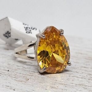 CITRINE PEAR CUT STERLING SILVER RING NWT SIZE 6